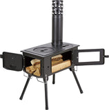 Captain Stag UG-75/UG-2031/UG-2032 Kamado Rectangular Wood Stove, BBQ, With Chimney, Glass Window, Storage Bag Included