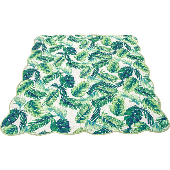 Arie Multi Cover, Green, 7.5 x 9.4 inches (190 x 240 cm), Washable Botanical Monstera