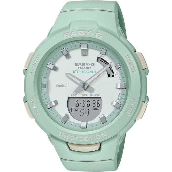 [Casio] Babygie Watch Pedometer Equipped with Bluetooth BSA-B100CS-3AJF Women's Sage Green