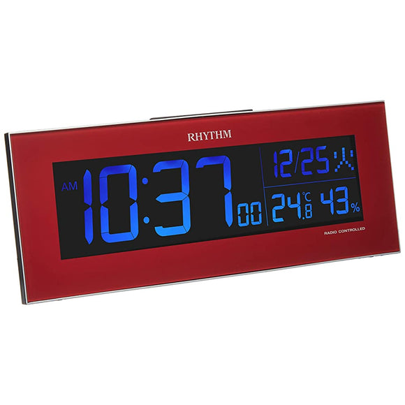 Rhythm RHYTHM 8RZ173SR01 Alarm Clock, Radio Wave Digital, Iroria, Gradient, LED, 365 Colors, Display, Red