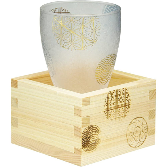 Aderia 6601 Sake Cup, Round Crest Glass, 3.4 fl oz (100 ml), Premium Nippon Taste, Masu Sake Glass, Cup, Made in Japan, Presentation Box, Birthday Gift