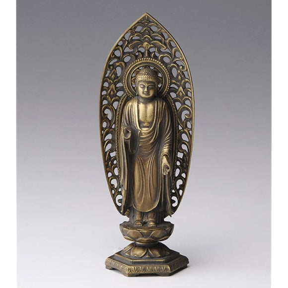 Buddha Statue Amida Nyorai Statue 5.9 inches (15 cm) (Old Gold Finish), Buddhist Hideun Makita Sculptor: (born in Dog/Year of the Dog), Zodiac Protection Principle, Takaoka Copperware (Amidani Ryuzo)