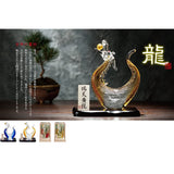Aderia F-47139 Ornament, Stylish Workshop x Aderia Zu-Ten Blue Dragon, Glass, Dragon, Wooden Base, Handmade, Made in Japan, Comes in a Presentation Box, New Year's Decoration, Auspicious Item