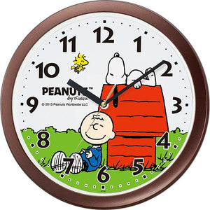 Rhythm Snoopy M712A 4KG712MA06 Wall Clock, Character, Analog, Brown, Diameter 13.0 x 1.6 inches (33 x 4 cm)