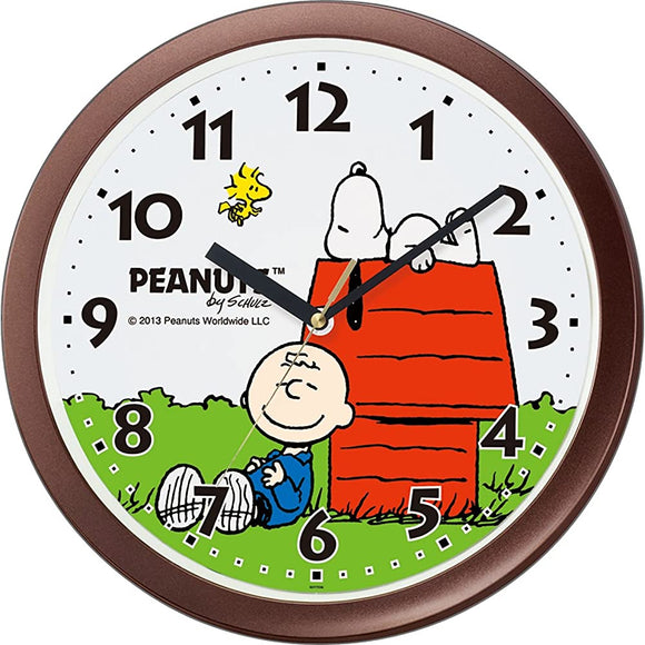 Rhythm Snoopy M712A 4KG712MA06 Wall Clock, Character, Analog, Brown, Diameter 13.0 x 1.6 inches (33 x 4 cm)