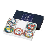 Kaneshotouki 008770 Doraemon Dish, Small Plate, Bean Plate, Approx. 2.4 inches (6 cm), Set of 5, Kutani Ware Made in Japan, Red