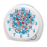 Seiko Clock CQ803W Doraemon Alarm Clock, 50th Anniversary, White Pearl, 4.5 x 5.1 x 3.0 inches (114 x 130 x 77 mm)