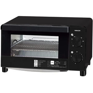 Yamazen YTC-FC123(B) Toaster Oven, Toaster, 4-Slice, 16-Stage Temperature Adjustment, Timer Function, 1200 W, Mesh Grill with Saucer, Black