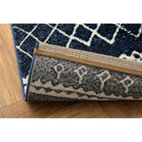 Ikehiko #2347609 Wilton Rug, Carpet, Rectangle, Edia, Navy, Approx. 31.5 x 55.1 inches (80 x 140 cm), Antibacterial, Odor Resistant, Geometric Pattern