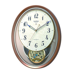 Rhythm 4MN55RH06 Wall Clock, Radio Clock, Creative Sound, 18 Songs, Melody, Brown, 16.3 x 12.8 x 3.0 inches (41.5 x 32.5 x 7.6 cm)