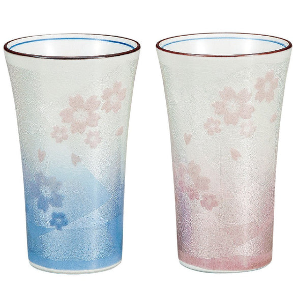 Kyuyaki Pottery Pair Beer Glass Silver Cherry