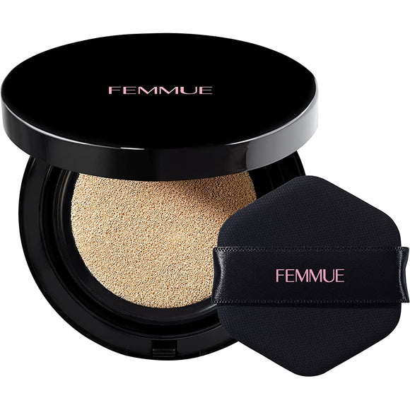 FEMMUE Everglow Cushion SPF25 PA++ Live Beige Standard Color Foundation with Case and Puff Cushion Foundation Genuine Japanese Product 15g