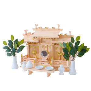 Kamidana no Sato Roofing Three Shrines Nagomi (Small) Shinto Shelf Set