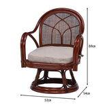 Fuji Boeki 85342 Rattan Chair, Rotating Type, Seat Height 13.0 inches (33 cm), Rattan with Armrests, Brown, Finished Product