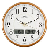 CASIO Wall Clock, Radio Waves, Brown, Diameter 13.4 inches (34 cm), Analog, Temperature, Humidity, Calendar, Display, Hanging Tool Included