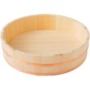 Ikegawa Wood Sushi Tub, Kisosawara Sushi Rice Table, Copper, 14.2 inches (36 cm)