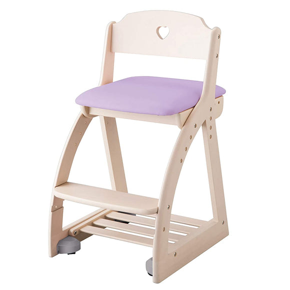 KOIZUMI KDC-089WWPR Study Chair, WWPurple, Size: W 16.3 x D 19.5 - 21.5 x H 30.0 inches (413 x 495 - 545 x 765 mm), SH440, 470, 500, 530 mm (Outer dimensions), Wooden Lovely Chair, Purple