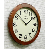 Santel Wall Clock, Brown, Diameter 13.0 x 1.8 inches (330 x 45 mm), Brain Training, Wooden Reverse Clock, BR (Brown) QL889-BR