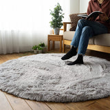 Sayansayan Excellent Mouty II, Washable Shaggy Rug, Round, 74.8 inches (190 cm) Round, Ice Gray