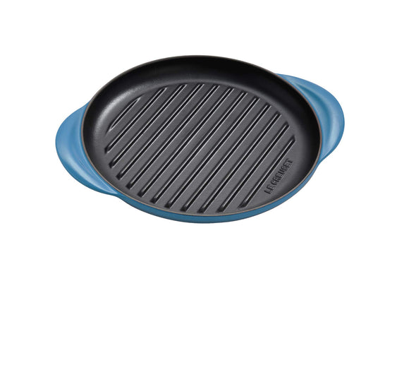 Le Creuset Cast Enameled Pot, Round Grill, 9.8 inches (25 cm), Marine Blue, Gas, IH Oven Compatible