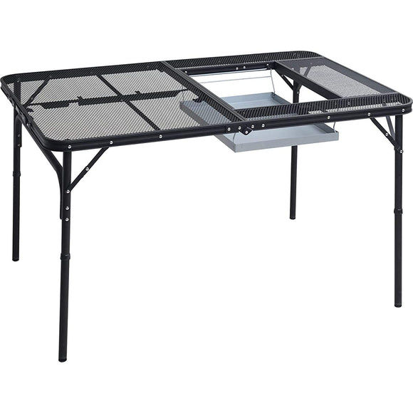 Yamazen TLT-1280B (MBK) Campers Collection BBQ Tough Light Table (W x D x H): 48.0 x 31.9 inches (122 x 81 cm)