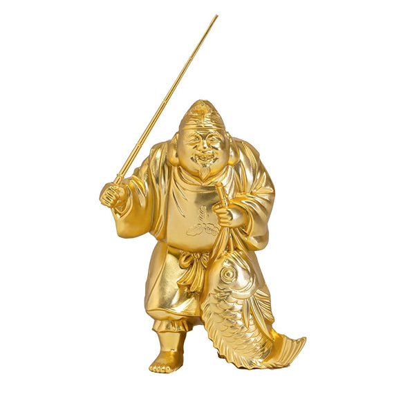 Good Luck Seven Lucky Gods Ebisu (Gold Plated/24 Gold), Buddhist: Hideuno Makita Original Sculptor: Buddha Statue Figurine Takaoka Copper (Ebisu 7fg)