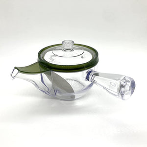 Unbreakable Transparent Teapot Green (Noguchi Kumataro Tea Garden Limited Logo Included) Tea Brewing Leaflet, Made in Japan, Plastic, Green Tea, Black Tea, Roasted Tea, Oolong Tea, Herbal Tea, Cold Brew and Ice Draining, Dishwasher Safe, Bleach Safe