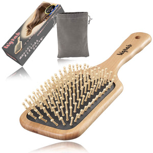 [Hair Salon Owner Supervision] Etoluce Paddle Brush, Wooden Hair Brush, Glossy Massage Brush, Professional Manual Included, Scalp Care, Tangle-free Comb, Wooden Comb (basic)