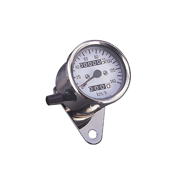 POSH MOTORCYCLE ACCESSORIES VALVE BACKLIGHT MINI SPEEDOMETER MECHANICAL 140 km/h DISPLAY TRIP INCLUDED, WHITE PANEL TW200, TW225, SR514-10