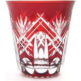 Edo Kiriko KY-33 Glass Shochu Glass Tumbler (Comes in a decorative box), Layered Kenyarai, Red, Capacity: Approx. 9.8 fl oz (290 ml), Made in Japan