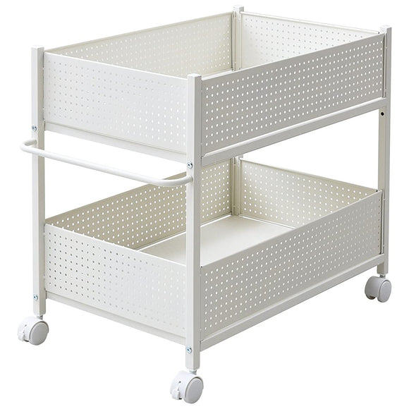 Yamazen OPR-7544 (WHWH) Closet Storage Rack, Width 17.3 x Depth 27.2 x Height 25.4 inches (44 x 69 x 64.5 cm), Handle with Stopper, Lower Lower Shelf Basket, Removable Horizontal Board, Assembly, WhiteWhite