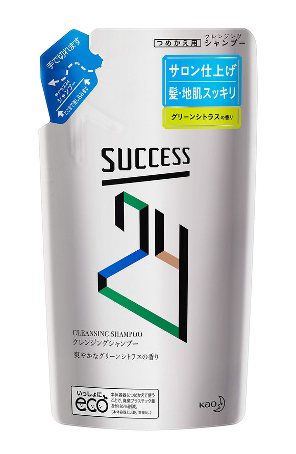 Success Success 24 Cleansing Shampoo, Refreshing Green Citrus Fragrance, Refill, 280ml, Salon Finish, Refreshing Hair and Skin