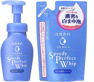 Senka Senka Speedy Perfect Whip Moist Touch Face Wash Dense Foam (For Dry to Normal Skin) Body 150ml + Refill 130ml + Replacement