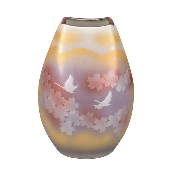 Kutani Ware K7-1269 Vase (No. 8) Flower Bunetsuru