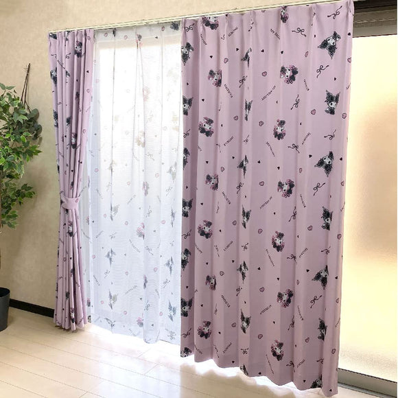 Chromi My Melody SB-617-S/SB-618-S Midnight Melody, Grade 2 Blackout, Thermal Insulation, Lace, Set of 4, Width 39.4 x 53.1 inches (100 x 135 cm), Sanrio My Melody Washable, Character
