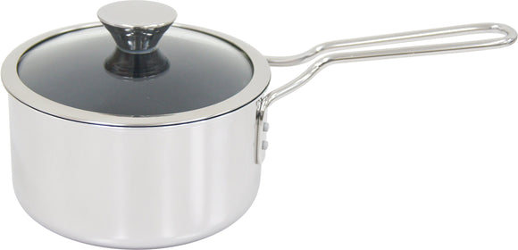 Urushiyama Metal Industries IH-Duo DUO-16S Single-Handle Pot, 6.3 inches (16 cm), Induction Compatible, Stainless Steel, Made in Japan