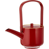 Yamanaka Painted Vermilion Coating Oban Sake Bowl Red Gold Coating 3867