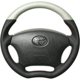 REAL (Real) Steering [Land Cruiser (Series 100: Late)/Prado (120 series)/Hilux Surf (210 series)] Silver Carbon Red Stitch H200-C-SLC-RD-LC