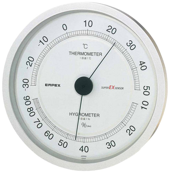 Emex EX-2747 Weather Meter, ThermometerHygrometer, Super EX ThermometerHygrometer, For Wall Mounting, Made in Japan