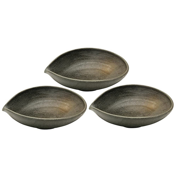 Mino Ware 370-7-41E(3) Single Mouth Ball Large Set of 3 Bizen Style