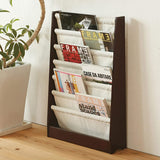 Nagai Kosan Modern Magazine Rack, W, Dark Brown, Width 20.5 x Depth 5.5 x Height 30.7 inches (52 x 14 x 7