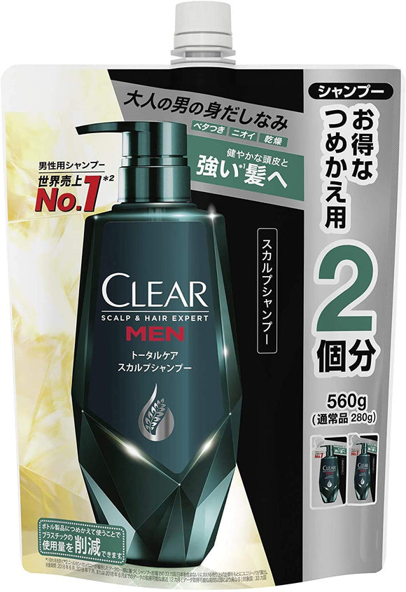 CLEAR Total Care Scalp Shampoo Green Refill 560g