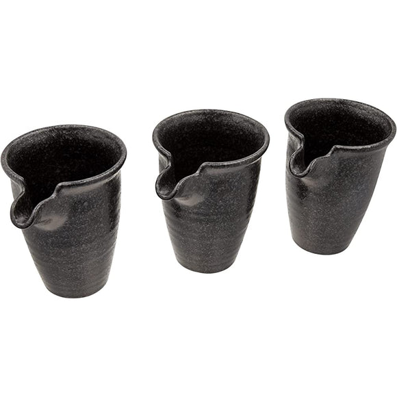 Mino Ware 399-21-41E (3) Cooling Sake Pot, Set of 3, Silver and Black