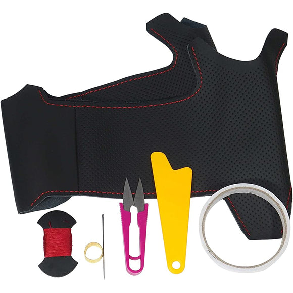 Tricolole EX T31 Extra NV200 / C25 Serena Black leather x Red Stitch 1N-22 DIY Steering Genuine Leather Wrap Kit 1BS1N22B2B1R