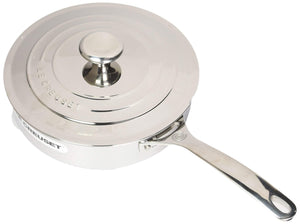 LE CREUSET Stainless steel Sortpan with Rid 24cm Stainless Steel Saut Pan with LID 24cm