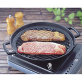 Iwachu 23050 Nambu Ironware Grill Pan, Round 25, Black Grill, Inner Diameter: 9.6 inches (24.5 cm), Induction Compatible, Compatible