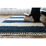 Sayansayan Border Shaggy Rug Mat, Cell, 78.7 x 78.7 inches (200 x 200 cm), 2 Tatami Mats, Dark Gray, Wilton