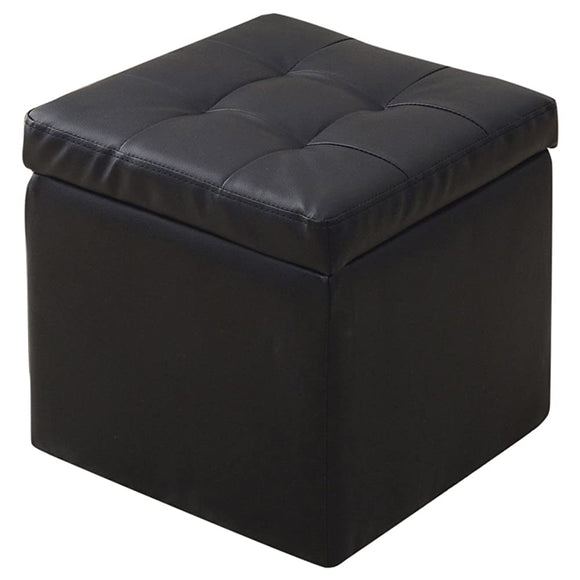 Yamazen FBS-S(DBR) P Storage Stool and Ottoman, Width 14.6 inches (37 cm), Dark Brown (Synthetic Leather)