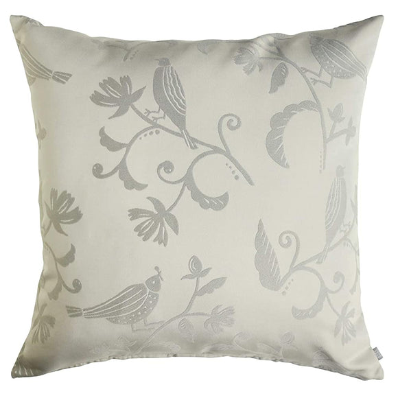 Quarter-Report Cushion Cover, Jacquard Weave, Foresty, Gray, Approx. 23.6 x 23.6 inches (60 x 60 cm), Small Bird Pattern, Floral Pattern, Zipper Type, Made in Japan