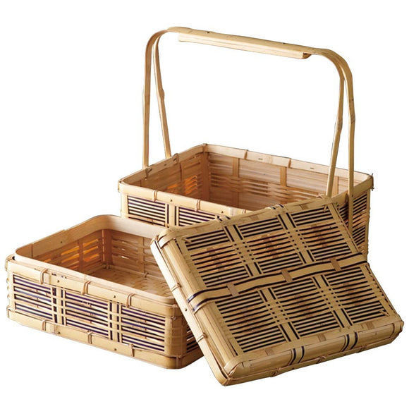 Yamasita Craft 71013820 Picnic Basket, Dyed Bamboo, 2-Tier